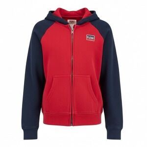 Levis Old School Zipper Hoodie Kids Size 7 Blue Red Logo